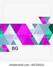 Plantilla geométrica de mosaico moderno de triángulo. Fondo de plantilla de vector para diseño de flujo de trabajo, diagrama, opciones de número o diseño web