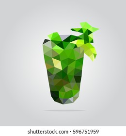 Triangle mohito cocktail vector illustration. Polygon cocktail icon