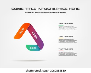 Triangle of money, from ribbons, percentage infographics. Element of chart, graph, diagram with 3 options - parts, processes, timeline. Vector business template for presentation, workflow layout