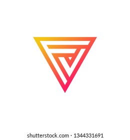 Triangle monogram initial letter FV logo design