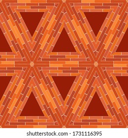Triángulo. Mosaico de ladrillos. El fondo es impecable. Medios para el dispositivo de paredes y suelos de mampostería. Ilustración vectorial para diseño web o impresión.