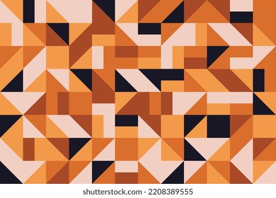 Triangle mosaic geometry seamless pattern. Brown geometric rectangle triangular tracery tileable background in retro style