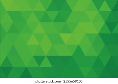 Triangle mosaic green pixel background. Gradient abstract geometric background. Artistic puzzle background.