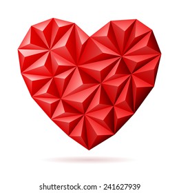 Triangle Mosaic Pattern Heart on Valentine's Day, vector isolated on white background