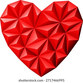 Dreieck-Mosaik-Muster Herz am Valentinstag, Vektor einzeln auf weißem Hintergrund