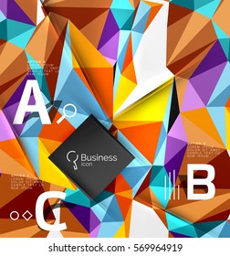 Triangle mosaic vector abstract template. Vector abstract background for workflow layout, diagram, number options or web design