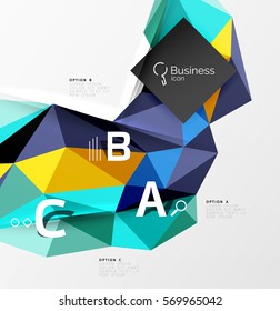 Triangle mosaic vector abstract template. Vector abstract background for workflow layout, diagram, number options or web design