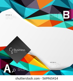 Triangle mosaic vector abstract template. Vector abstract background for workflow layout, diagram, number options or web design