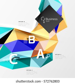 Triangle mosaic vector abstract template. Vector abstract background for workflow layout, diagram, number options or web design