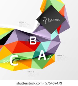 Triangle mosaic vector abstract template. Vector abstract background for workflow layout, diagram, number options or web design