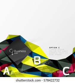 Triangle mosaic vector abstract template. Vector abstract background for workflow layout, diagram, number options or web design