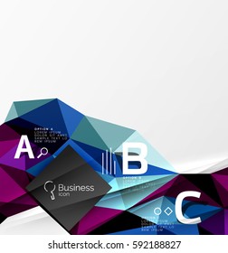 Dreieckige Mosaikvektorgrafik abstrakte Vorlage. Abstrakter Vektorhintergrund für das Workflow-Layout, Diagramm, Zahlenoptionen oder Webdesign