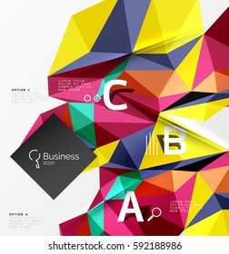 Triangle mosaic vector abstract template. Vector abstract background for workflow layout, diagram, number options or web design
