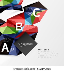 Triangle mosaic vector abstract template. Vector abstract background for workflow layout, diagram, number options or web design