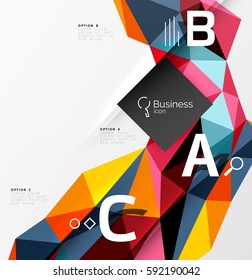 Triangle mosaic vector abstract template. Vector abstract background for workflow layout, diagram, number options or web design