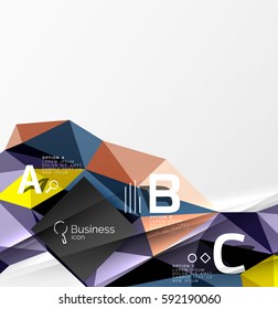 Triangle mosaic vector abstract template. Vector abstract background for workflow layout, diagram, number options or web design