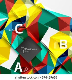 Triangle mosaic vector abstract template. Vector abstract background for workflow layout, diagram, number options or web design
