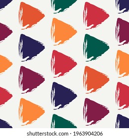 Triangle motif minimal geometric print. Paint brush seamless pattern. Freehand grunge design background. Trendy handdrawn modern simple geo ornament. Artistic hand drawn abstract vector wallpaper