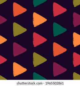 Triangle motif minimal geometric print. Paint brush seamless pattern. Freehand grunge design background. Trendy handdrawn modern simple geo ornament. Artistic hand drawn abstract vector wallpaper