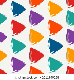 Triangle motif minimal geometric print. Paint brush seamless pattern. Freehand grunge design background. Trendy handdrawn modern simple geo ornament. Artistic hand drawn abstract vector wallpaper