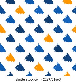 Triangle motif minimal geometric print. Paint brush seamless pattern. Freehand grunge design background. Trendy handdrawn modern simple geo ornament. Artistic hand drawn abstract vector wallpaper