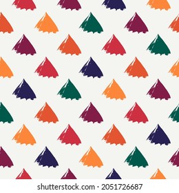 Triangle motif minimal geometric print. Paint brush seamless pattern. Freehand grunge design background. Trendy handdrawn modern simple geo ornament. Artistic hand drawn abstract vector wallpaper