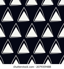 Triangle motif minimal geometric print. Paint brush seamless pattern. Freehand design background. Trendy handdrawn modern simple geo ornament. Artistic hand drawn abstract vector wallpaper