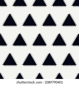 Triangle motif minimal geometric print. Paint brush seamless pattern. Freehand design background. Trendy handdrawn modern simple geo ornament. Artistic hand drawn abstract vector wallpaper