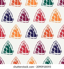 Triangle motif minimal geometric print. Paint brush seamless pattern. Freehand design background. Trendy handdrawn modern simple geo ornament. Artistic hand drawn abstract vector wallpaper