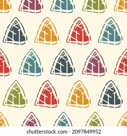 Triangle motif minimal geometric print. Paint brush seamless pattern. Freehand design background. Trendy handdrawn modern simple geo ornament. Artistic hand drawn abstract vector wallpaper
