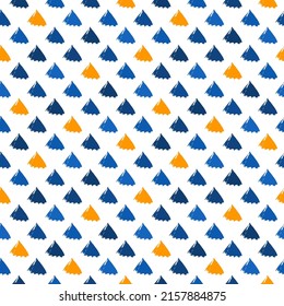 Triangle motif minimal geometric print. Paint brush seamless pattern. Freehand grunge design background. Trendy handdrawn modern simple geo ornament. Artistic hand drawn abstract vector wallpaper