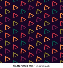 Triangle motif minimal geometric print. Paint brush seamless pattern. Freehand grunge design background. Trendy handdrawn modern simple geo ornament. Artistic hand drawn abstract vector wallpaper