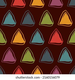 Triangle motif minimal geometric print. Paint brush seamless pattern. Freehand design background. Trendy handdrawn modern simple geo ornament. Artistic hand drawn abstract vector wallpaper