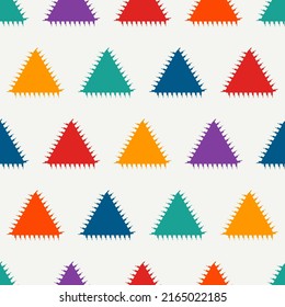 Triangle motif minimal geometric print. Paint brush seamless pattern. Freehand design background. Trendy handdrawn modern simple geo ornament. Artistic hand drawn abstract vector wallpaper