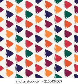Triangle motif minimal geometric print. Paint brush seamless pattern. Freehand grunge design background. Trendy handdrawn modern simple geo ornament. Artistic hand drawn abstract vector wallpaper