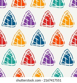 Triangle motif minimal geometric print. Paint brush seamless pattern. Freehand design background. Trendy handdrawn modern simple geo ornament. Artistic hand drawn abstract vector wallpaper
