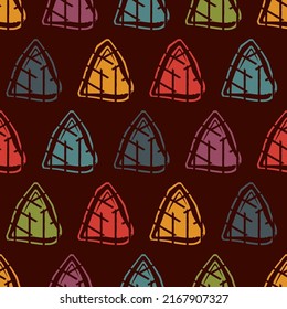 Triangle motif minimal geometric print. Paint brush seamless pattern. Freehand design background. Trendy handdrawn modern simple geo ornament. Artistic hand drawn abstract vector wallpaper