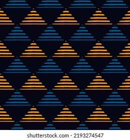 Triangle motif minimal geometric print. Paint brush seamless pattern. Freehand design background. Trendy handdrawn modern simple geo ornament. Artistic hand drawn abstract vector wallpaper
