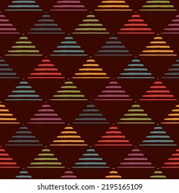 Triangle motif minimal geometric print. Paint brush seamless pattern. Freehand design background. Trendy hand drawn modern simple geo ornament. Artistic hand drawn abstract vector wallpaper