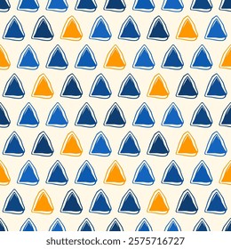 Triangle motif minimal geometric print. Paint brush seamless pattern. Freehand design background. Trendy handdrawn modern simple geo ornament. Artistic hand drawn abstract vector wallpaper