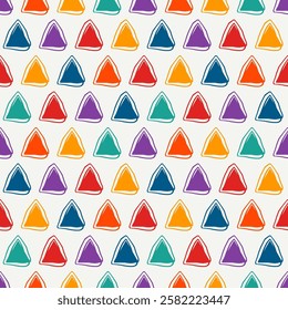 Triangle motif minimal geometric print. Paint brush seamless pattern. Freehand design background. Trendy handdrawn modern simple geo ornament. Artistic hand drawn abstract vector wallpaper