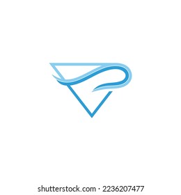 triangle motion sea blue waves simple logo vector 