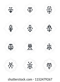 Triangle motive symbols with 4 frames
