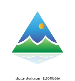 Triangle Mount Fish Logo, Nature Logo, Tourist Travel Logo