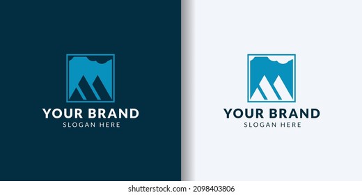 triangle mountain geometric abstract icon logo design