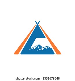 Triangle Mountain Nature Camping Tent Adventure Symbol Logo
