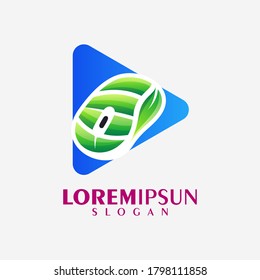 triangle mouse colorful logo design