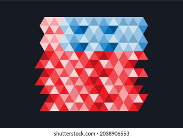 Triangle mozaic red blue color design