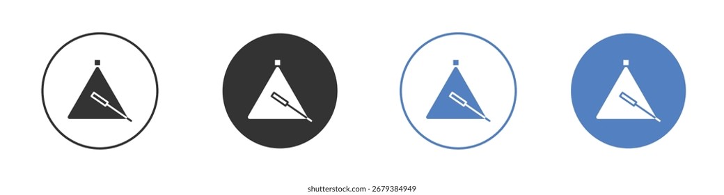 Triangle music icon collection for app in black and blue colors