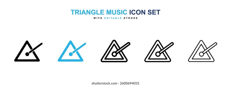 Triangle music icons graphics set in black and blue colors